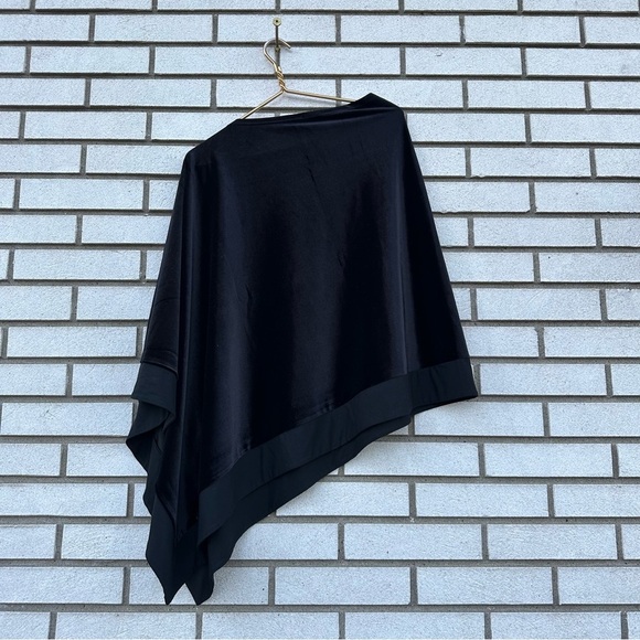 J. Jill Wearever Black Velvet Asymmetrical Poncho Wrap Shawl Topper One Size - Picture 5 of 8